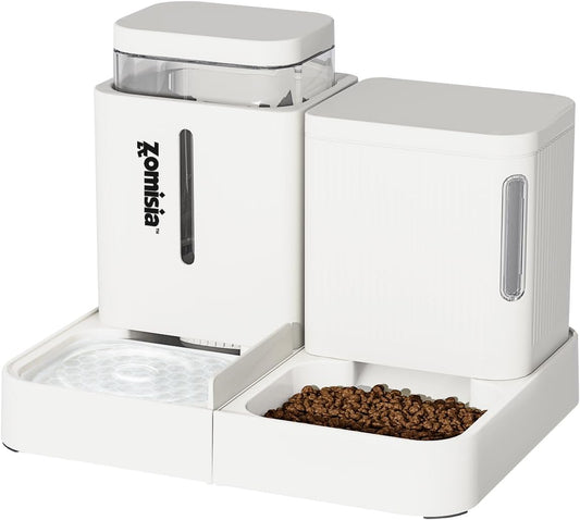 ZOMISIA Automatic Cat Feeder, Gravity Cat Food Dispenser, 0.8Gal x 2, Black