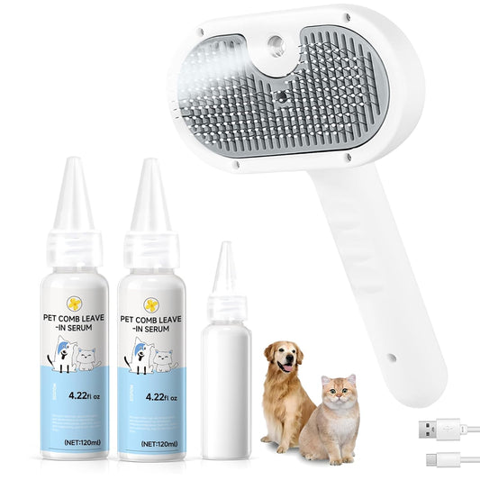 Pet Steam Brush for Dog, cat brushes for indoor cats - 1 Waterless Shampoo