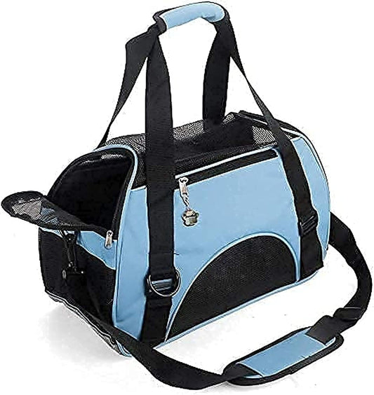 ZaneSun Cat Carrier,Soft-Sided Pet Travel Carrier for Cats,Dogs Puppy Comfort Portable Foldable Pet Bag Airline Approved (Medium-Blue)