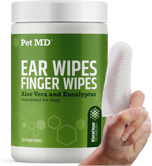 Pet MD Dog Ear Cleaning Wipes – Otic Cleanser for Dogs - 100 ct