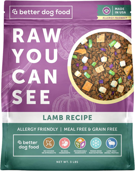 A Better Treat | Allergy Friendly Ocean Blend Dry Dog Food | Raw You Can See | No Chicken, No Grain, No Meal Ingredients | Fish Only Animal Protein |Stomach Soothing Kibble + Freeze Dried Raw Dog Food