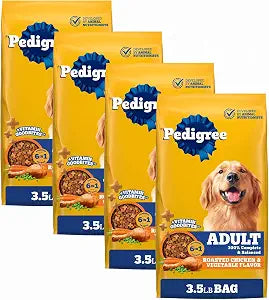 Pedigree Complete Nutrition Adult Dry Dog Food Roasted Chicken, Rice & Vegetable Flavor Dog Kibble, 3.5 lb. Bag (Pack of 4)