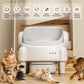 TAYACICY Automatic Cat Litter Box for Cats, Open-Top Self-Cleaning Litter Box with App Remote Control, 16.5" Wide Entry, Double-Layer Detect Dual Safety Tech, 10.5L Sealed Waste Bin, Cream White
