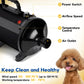 High Velocity Dog Hair Dryer Pet Grooming Tool, Noise-Reducing Force Blower with 4 Nozzles, Adjustable Temperature-Speed, Heat Protection, Plastic Body for Pet Supplies Calm Drying Sessions