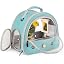 Portable Parrot Travel Cage Carrier with Small Swing Toy&Cage Colorful Toys Set Small Bird Parakeet Bag with Standing Perch Bird Carry Transport Bag (Black, Carreir/Swing)
