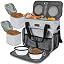 BAGLHER Dog Travel Bag, Airline Approved Pet Tote Organizer with Multi-Function Pockets, 2 X Food Storage Containers and 2 X Collapsible Bowls, Perfect Weekend Pet Travel Set for Dog, Cat Black