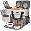 BAGLHER Dog Travel Bag, Airline Approved Pet Tote Organizer with Multi-Function Pockets, 2 X Food Storage Containers and 2 X Collapsible Bowls, Perfect Weekend Pet Travel Set for Dog, Cat Black