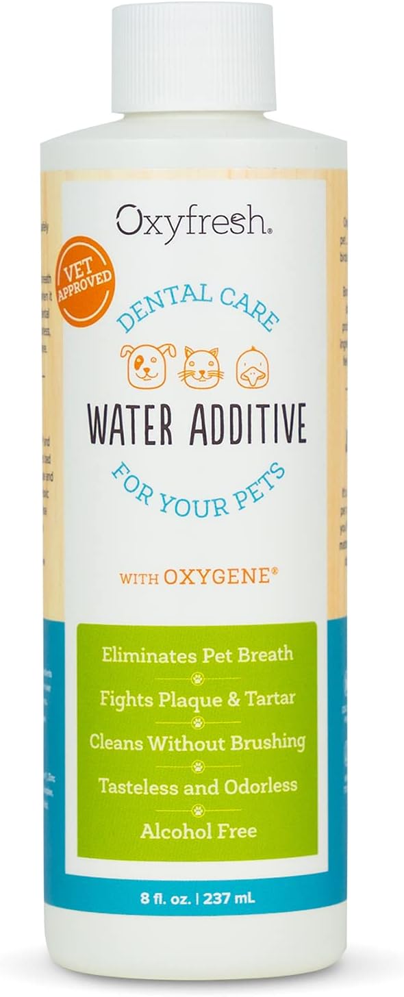Oxyfresh Premium Pet Dental Care Solution Pet Water Additive: Best Way to Eliminate Bad Dog Breath and Cat Bad Breath - Fights Tartar & Plaque - So Easy, Just Add to Water! Vet Recommended 16 oz.