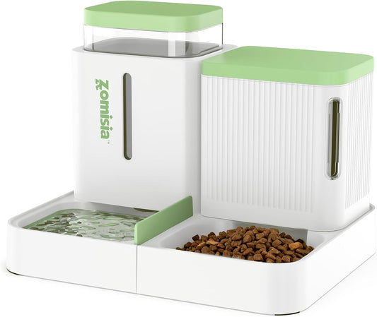 ZOMISIA Automatic Cat Feeder, Gravity Cat Food Dispenser, 0.8Gal x 2, Black