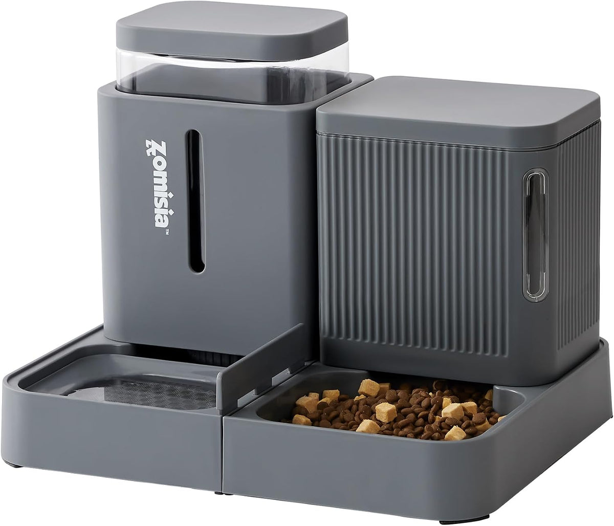 ZOMISIA Automatic Cat Feeder, Gravity Cat Food Dispenser, 0.8Gal x 2, Black