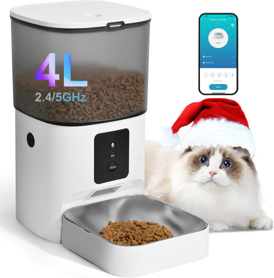 ANDOLL HOME Automatic Cat Feeder,4L Timed Cat＆Dog Dry Food Dispenser
