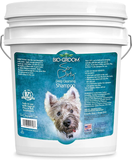 Bio-Groom So-Dirty Dog Shampoo - Quick Rinse Pet Shampoo, Dog Bathing Supplies, Puppy Wash, Dog Grooming Supplies, Cruelty-Free, Made in USA, Shampoo for Smelly Dogs - 1 Gallon
