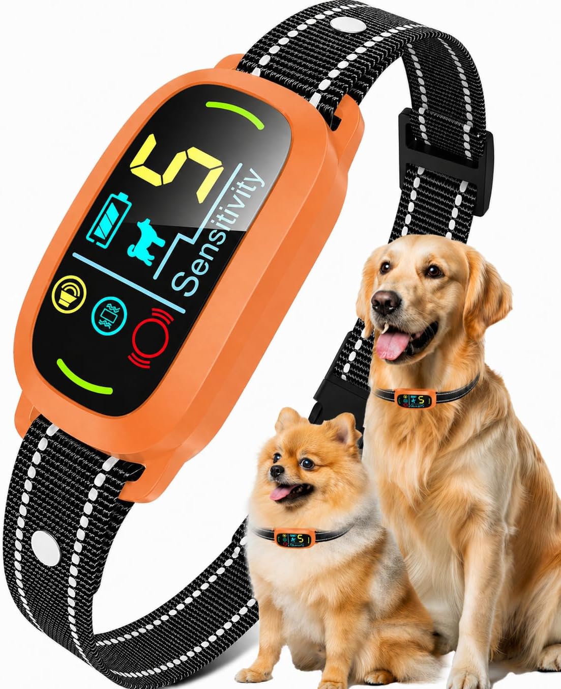 Bark Collar for Small Medium Large Dogs with 5 Training Modes, Black