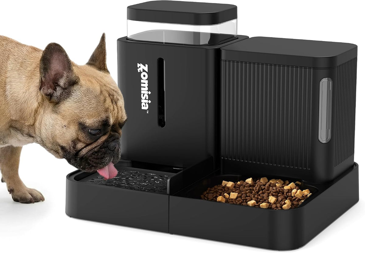 ZOMISIA Automatic Cat Feeder, Gravity Cat Food Dispenser, 0.8Gal x 2, Black