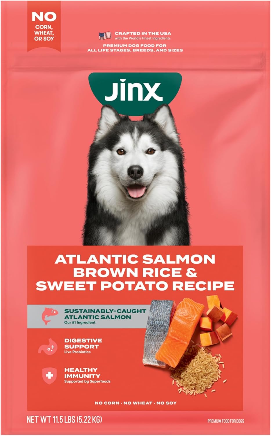 Jinx Premium Dry Dog Food, for All Lifestages - Real Beef, Brown Rice & Sweet Potato Kibble with Superfoods for Immune Support & Probiotics for Digestive Support - No Fillers - 4lb (Pack of 2)