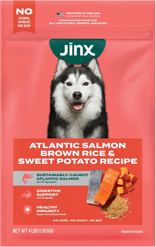 Jinx Premium Dry Dog Food, for All Lifestages - Real Beef, Brown Rice & Sweet Potato Kibble with Superfoods for Immune Support & Probiotics for Digestive Support - No Fillers - 4lb (Pack of 2)
