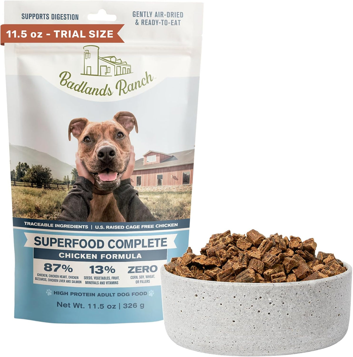 BADLANDS RANCH Air-Dried Fish & Turkey Dog Food, 87% Meat, 24 oz