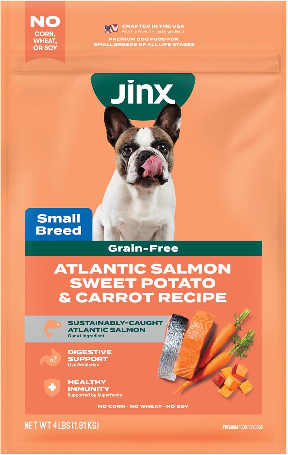 Jinx Premium Dry Dog Food, for All Lifestages - Real Beef, Brown Rice & Sweet Potato Kibble with Superfoods for Immune Support & Probiotics for Digestive Support - No Fillers - 4lb (Pack of 2)