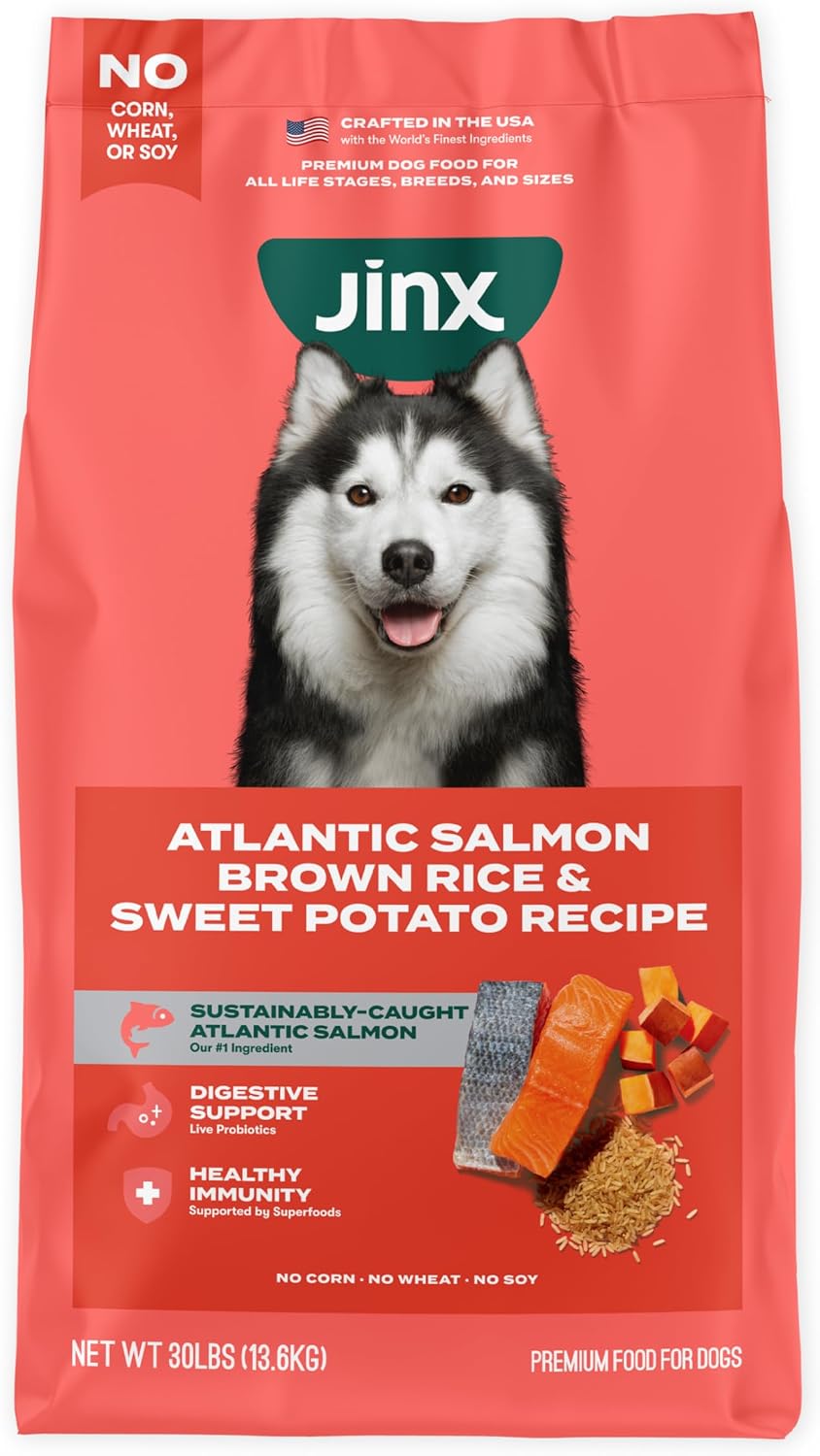 Jinx Premium Dry Dog Food, for All Lifestages - Real Beef, Brown Rice & Sweet Potato Kibble with Superfoods for Immune Support & Probiotics for Digestive Support - No Fillers - 4lb (Pack of 2)