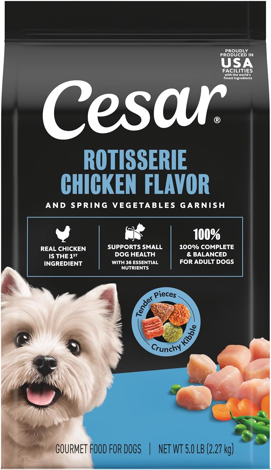 Cesar Small Breed Adult Dry Dog Food Filet Mignon Flavor with Spring Vegetables Garnish Dog Kibble, 12 lb. Bag (Pack of 2)