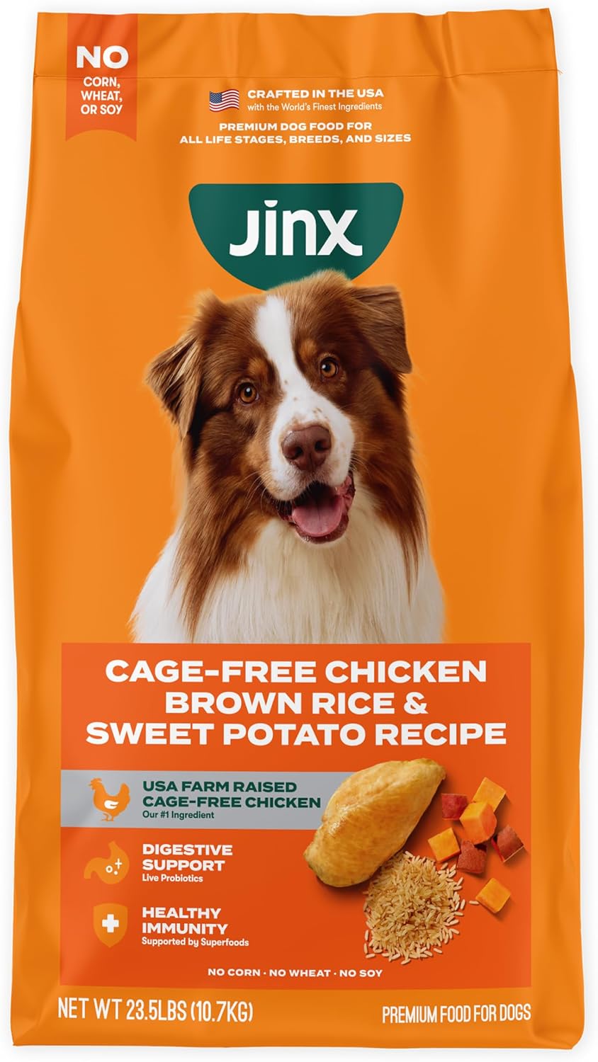Jinx Premium Dry Dog Food, for All Lifestages - Real Beef, Brown Rice & Sweet Potato Kibble with Superfoods for Immune Support & Probiotics for Digestive Support - No Fillers - 4lb (Pack of 2)