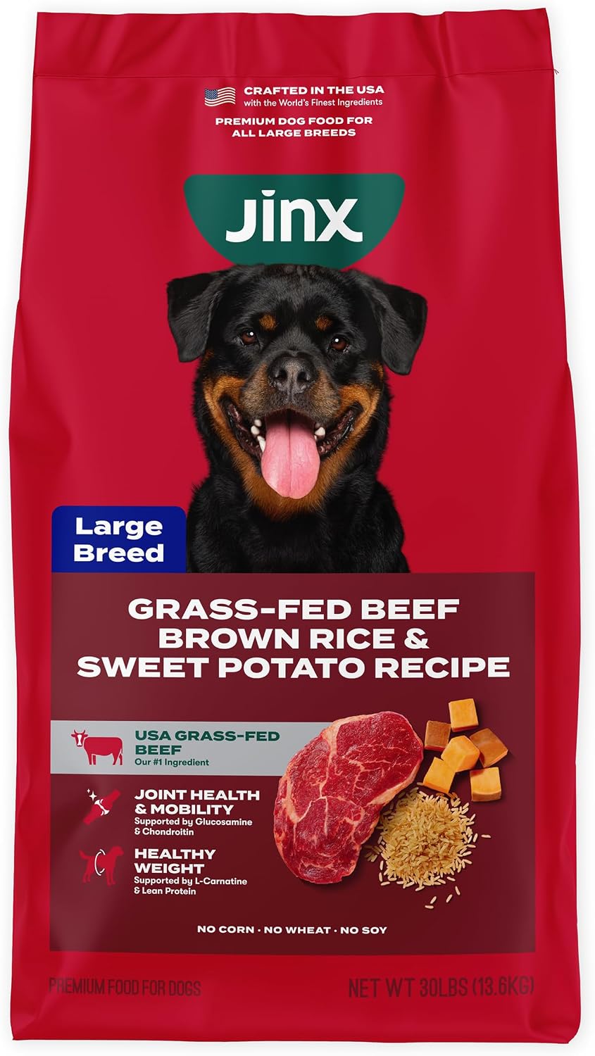 Jinx Premium Dry Dog Food, for All Lifestages - Real Beef, Brown Rice & Sweet Potato Kibble with Superfoods for Immune Support & Probiotics for Digestive Support - No Fillers - 4lb (Pack of 2)