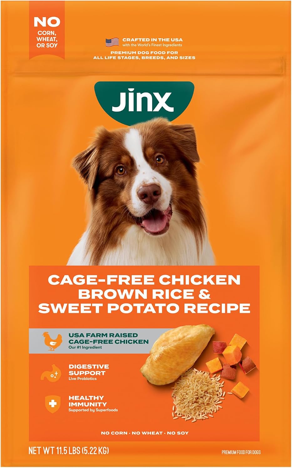 Jinx Premium Dry Dog Food, for All Lifestages - Real Beef, Brown Rice & Sweet Potato Kibble with Superfoods for Immune Support & Probiotics for Digestive Support - No Fillers - 4lb (Pack of 2)
