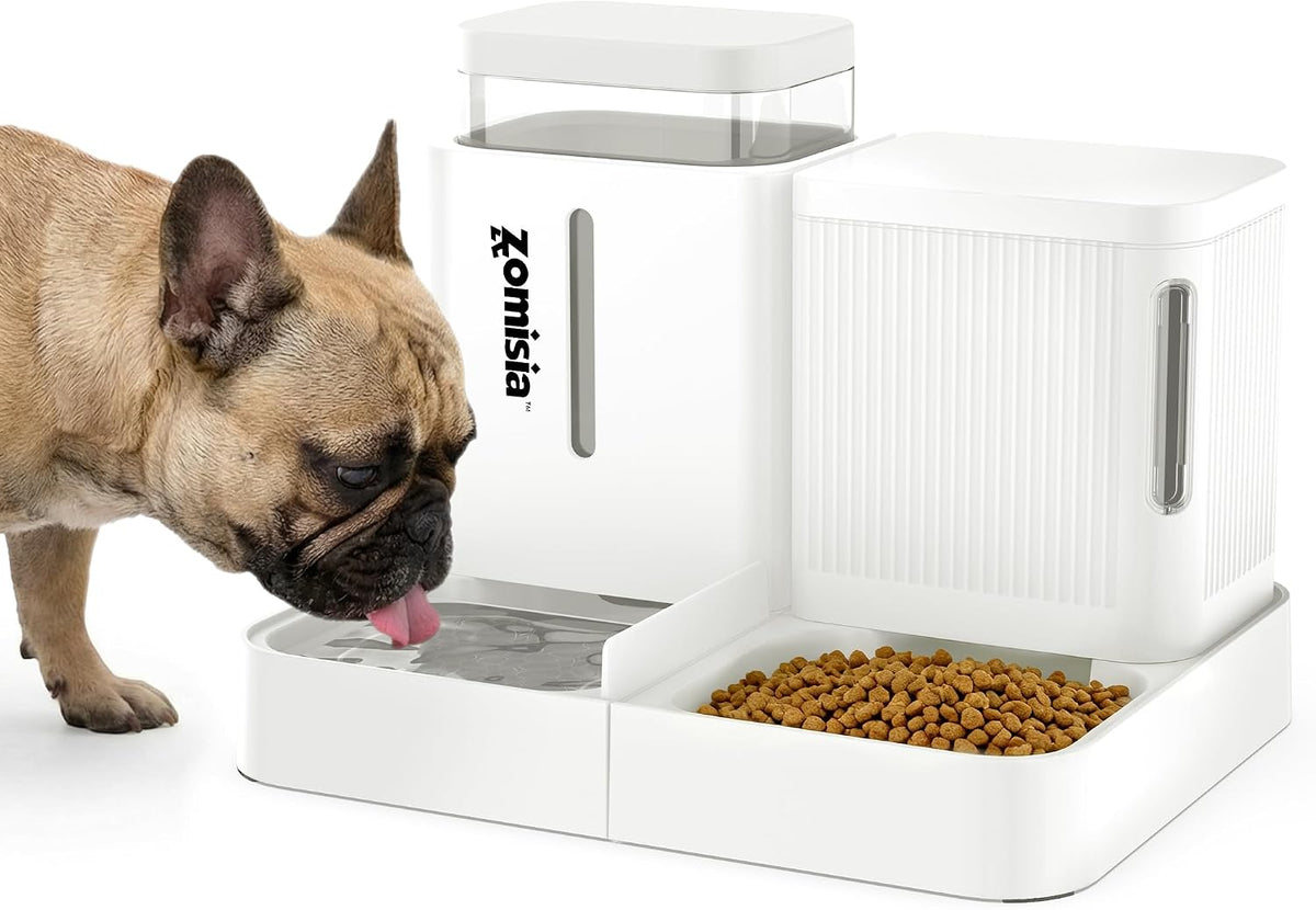 ZOMISIA Automatic Cat Feeder, Gravity Cat Food Dispenser, 0.8Gal x 2, Black