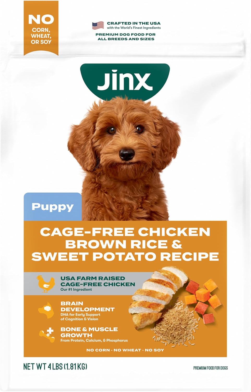 Jinx Premium Dry Dog Food, for All Lifestages - Real Beef, Brown Rice & Sweet Potato Kibble with Superfoods for Immune Support & Probiotics for Digestive Support - No Fillers - 4lb (Pack of 2)