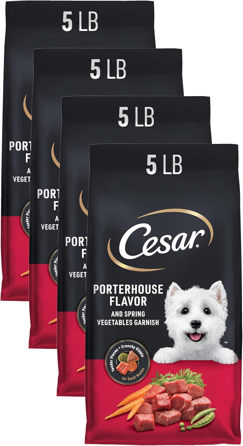 Cesar Small Breed Adult Dry Dog Food Filet Mignon Flavor with Spring Vegetables Garnish Dog Kibble, 12 lb. Bag (Pack of 2)