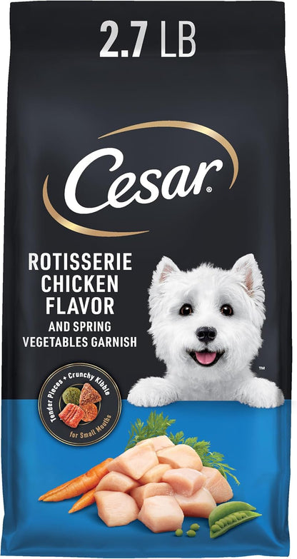 Cesar Small Breed Adult Dry Dog Food Filet Mignon Flavor with Spring Vegetables Garnish Dog Kibble, 12 lb. Bag (Pack of 2)