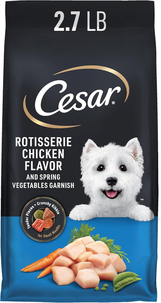Cesar Small Breed Adult Dry Dog Food Filet Mignon Flavor with Spring Vegetables Garnish Dog Kibble, 12 lb. Bag (Pack of 2)