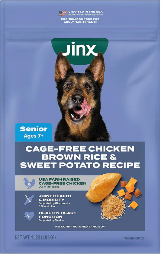 Jinx Premium Dry Dog Food, for All Lifestages - Real Beef, Brown Rice & Sweet Potato Kibble with Superfoods for Immune Support & Probiotics for Digestive Support - No Fillers - 4lb (Pack of 2)
