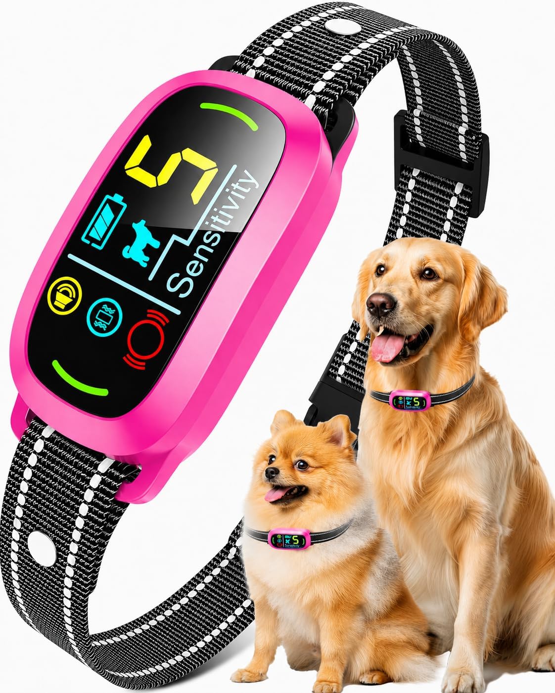 Bark Collar for Small Medium Large Dogs with 5 Training Modes, Black