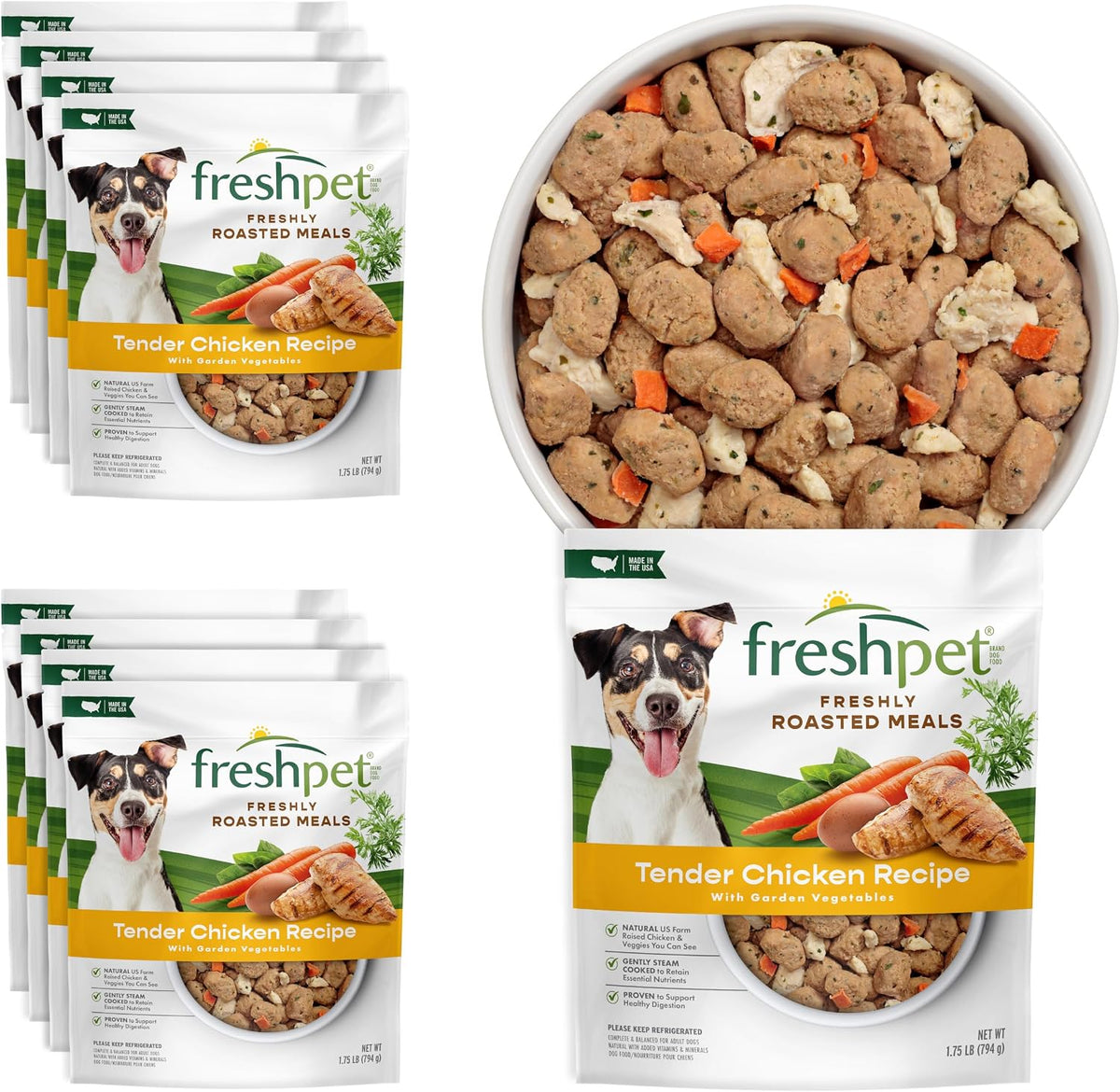 Freshpet Dog Food, Roasted Meals, Tender Chicken Recipe, 1.75 Lb