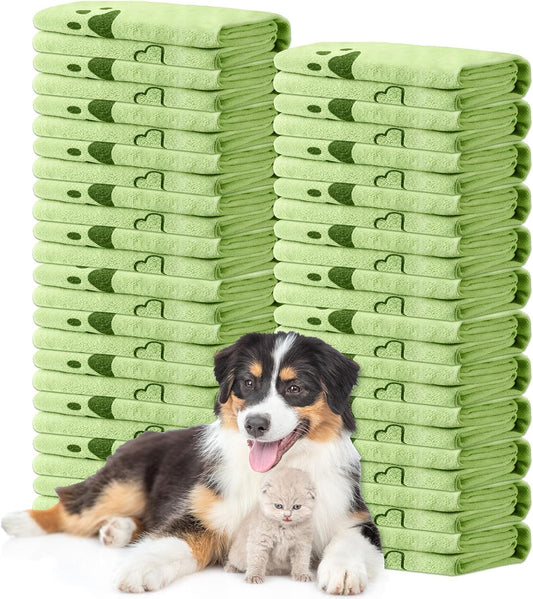 Tatuo 22 Pcs Dog Towels for Drying 20 x 40 Inch Pet Bath Towels Absorbent Microfiber Towel Quick Drying Puppy Bathing Supplies for Small Medium Large Dog Puppy Cat(Blue,Bone Pattern)