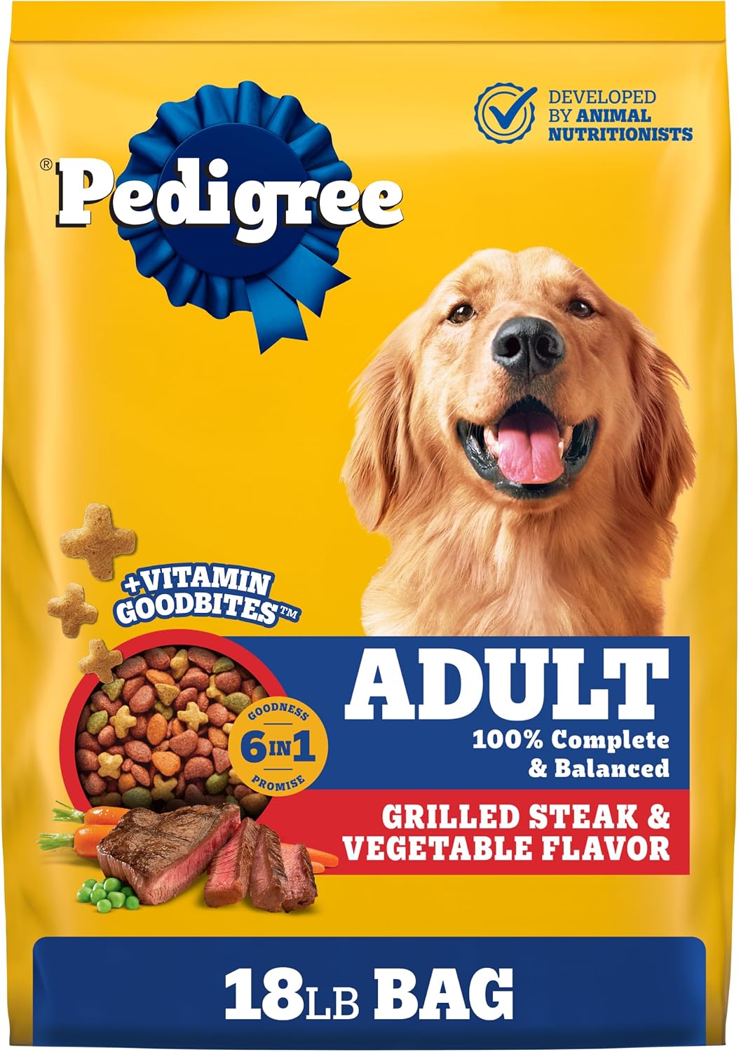 Pedigree Complete Nutrition Adult Dry Dog Food Roasted Chicken, Rice & Vegetable Flavor Dog Kibble, 3.5 lb. Bag (Pack of 4)