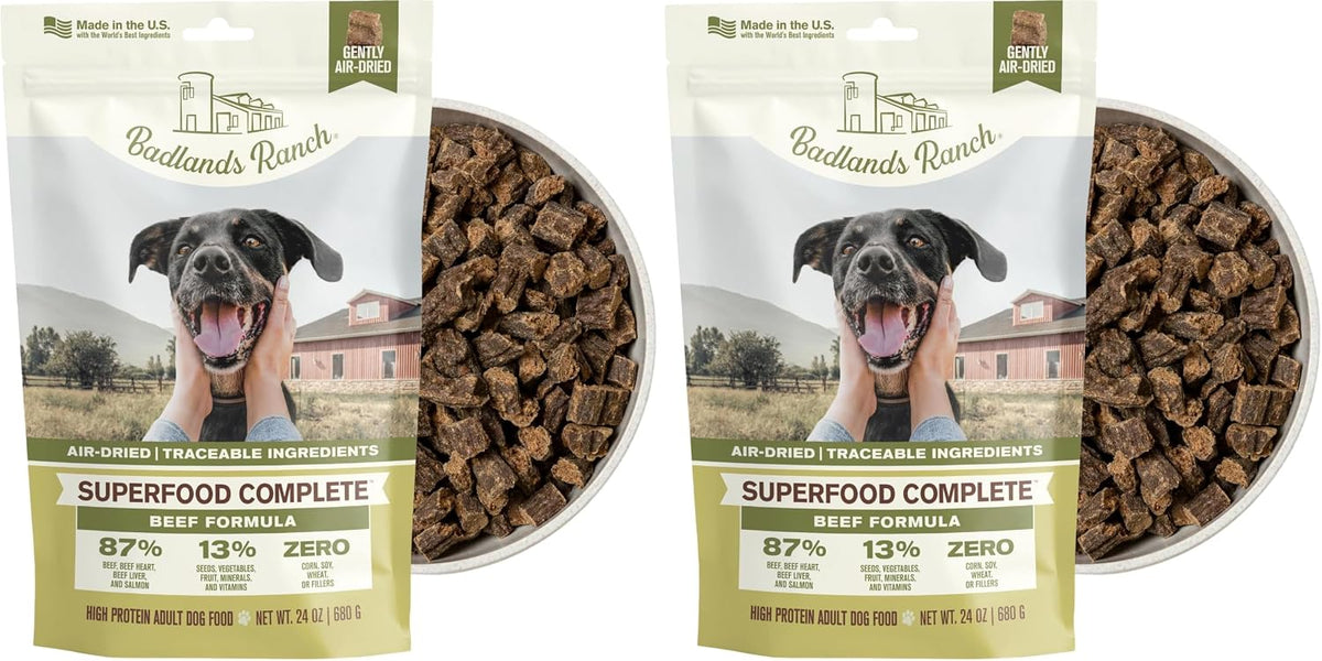 BADLANDS RANCH Air-Dried Fish & Turkey Dog Food, 87% Meat, 24 oz