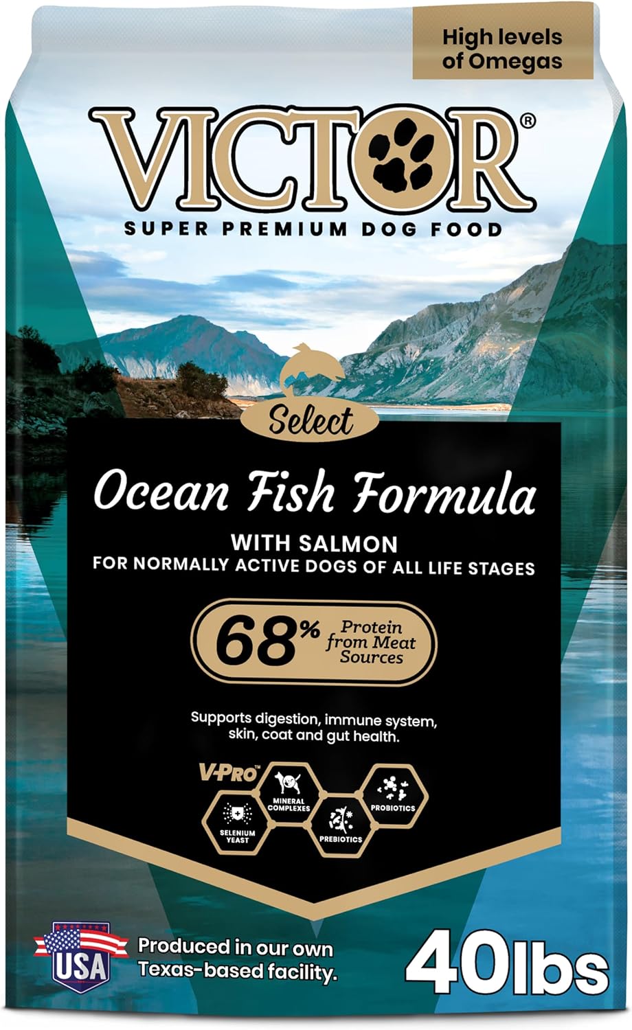 VICTOR Select Dry Dog Food - Ocean Fish Formula with Salmon Kibble, 40 lb