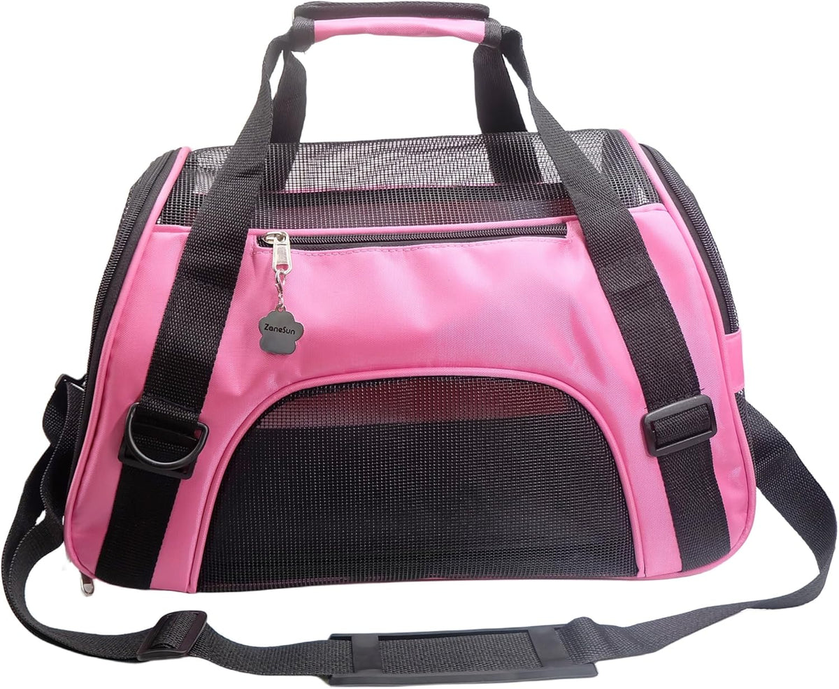 ZaneSun Cat Carrier,Soft-Sided Pet Travel Carrier for Cats,Dogs Puppy Comfort Portable Foldable Pet Bag Airline Approved (Medium-Blue)