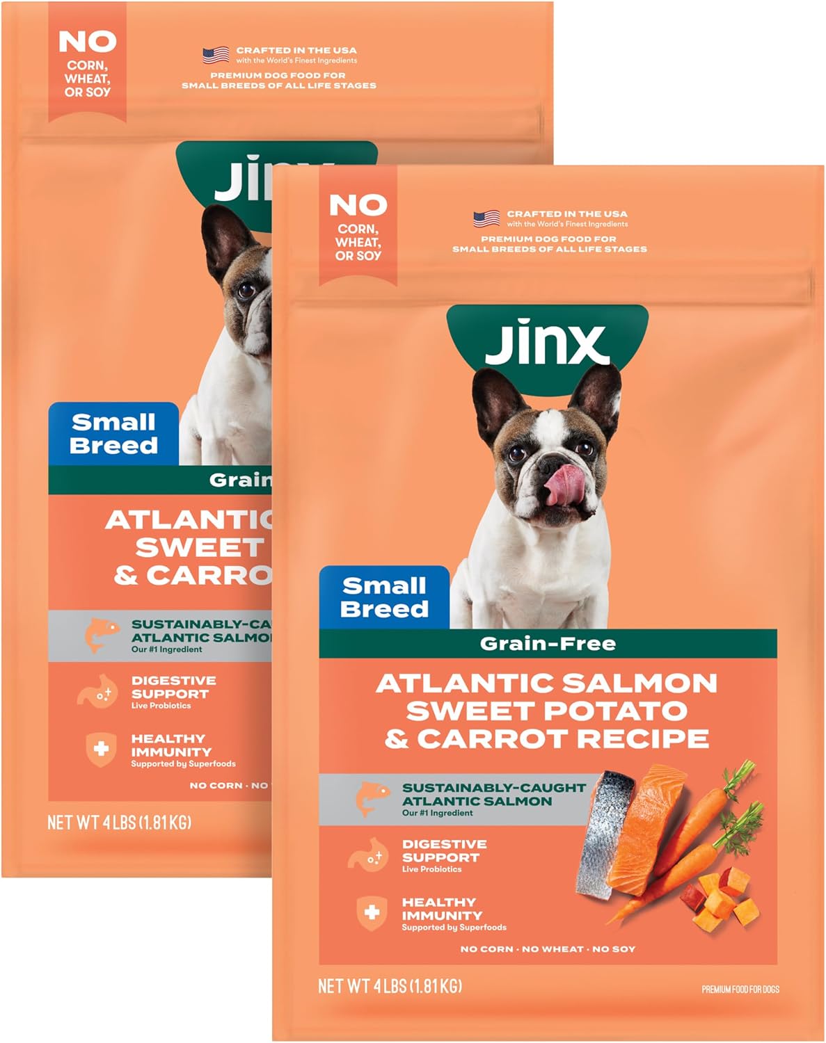 Jinx Premium Dry Dog Food, for All Lifestages - Real Beef, Brown Rice & Sweet Potato Kibble with Superfoods for Immune Support & Probiotics for Digestive Support - No Fillers - 4lb (Pack of 2)