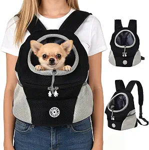 Teacup Dog Carrier Mesh Front Backpack with Side Storage Pockets