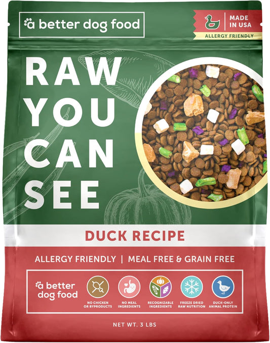 A Better Treat | Allergy Friendly Ocean Blend Dry Dog Food | Raw You Can See | No Chicken, No Grain, No Meal Ingredients | Fish Only Animal Protein |Stomach Soothing Kibble + Freeze Dried Raw Dog Food