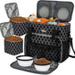 BAGLHER Dog Travel Bag, Airline Approved Pet Tote Organizer with Multi-Function Pockets, 2 X Food Storage Containers and 2 X Collapsible Bowls, Perfect Weekend Pet Travel Set for Dog, Cat Black