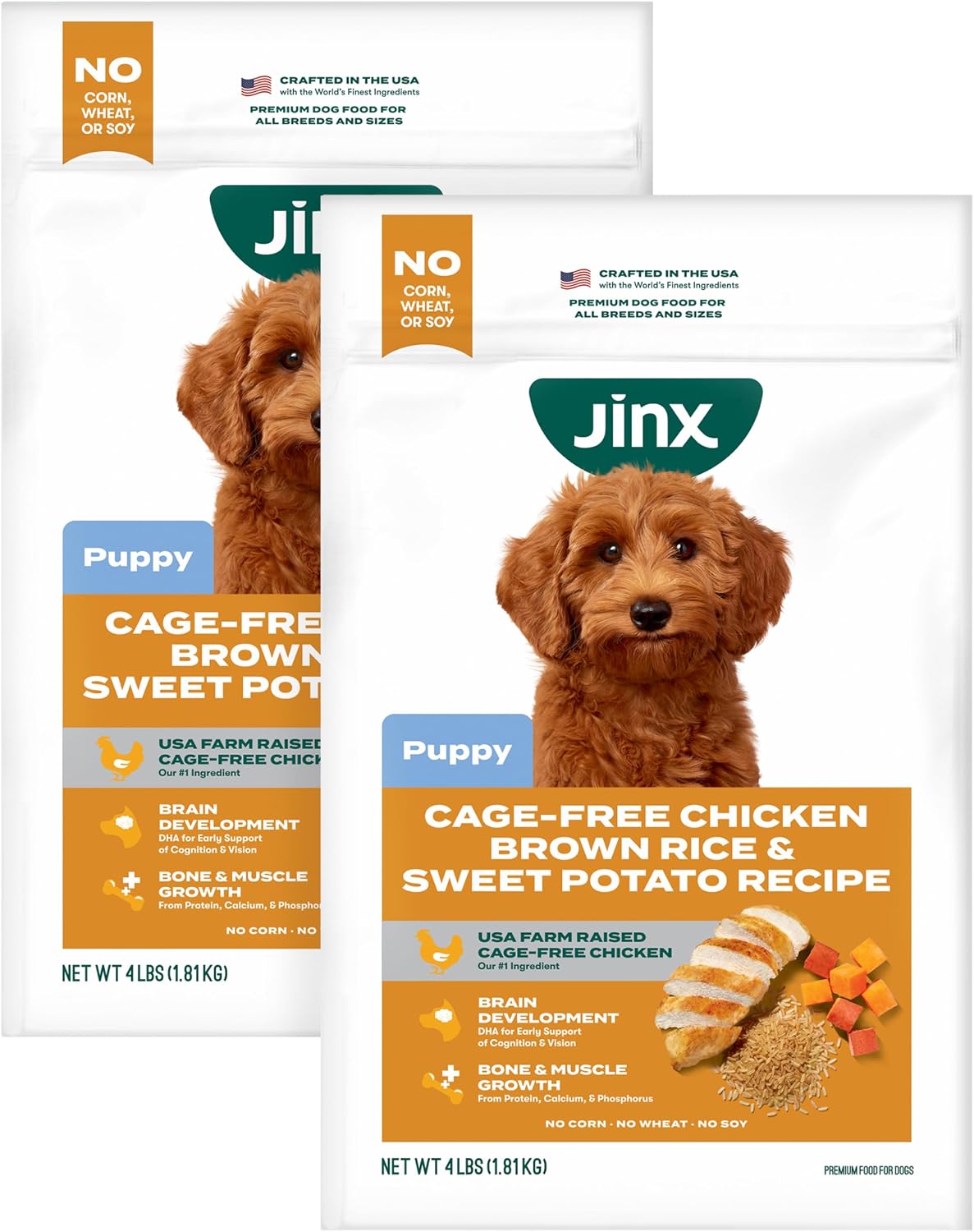Jinx Premium Dry Dog Food, for All Lifestages - Real Beef, Brown Rice & Sweet Potato Kibble with Superfoods for Immune Support & Probiotics for Digestive Support - No Fillers - 4lb (Pack of 2)