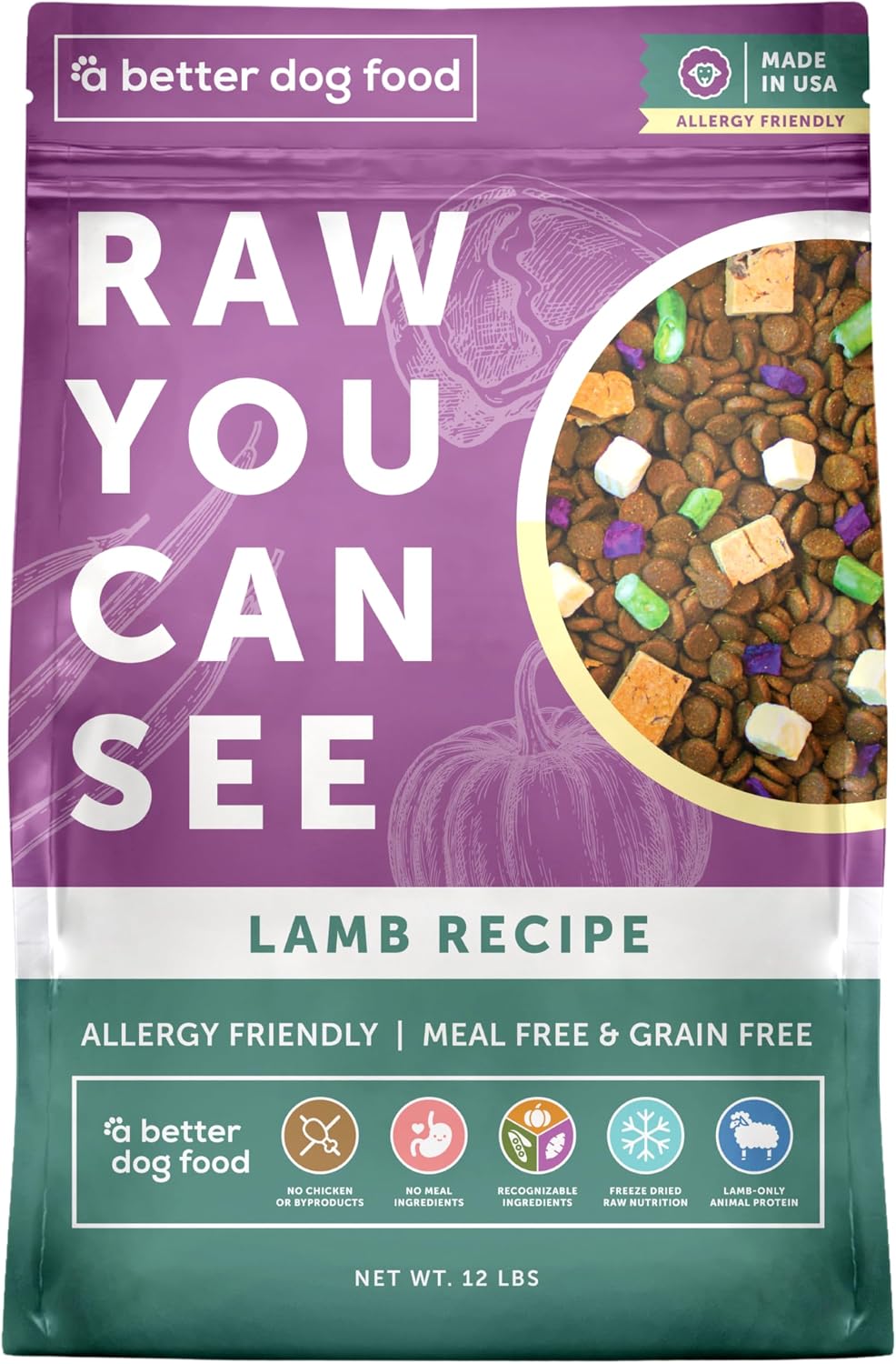A Better Treat | Allergy Friendly Ocean Blend Dry Dog Food | Raw You Can See | No Chicken, No Grain, No Meal Ingredients | Fish Only Animal Protein |Stomach Soothing Kibble + Freeze Dried Raw Dog Food