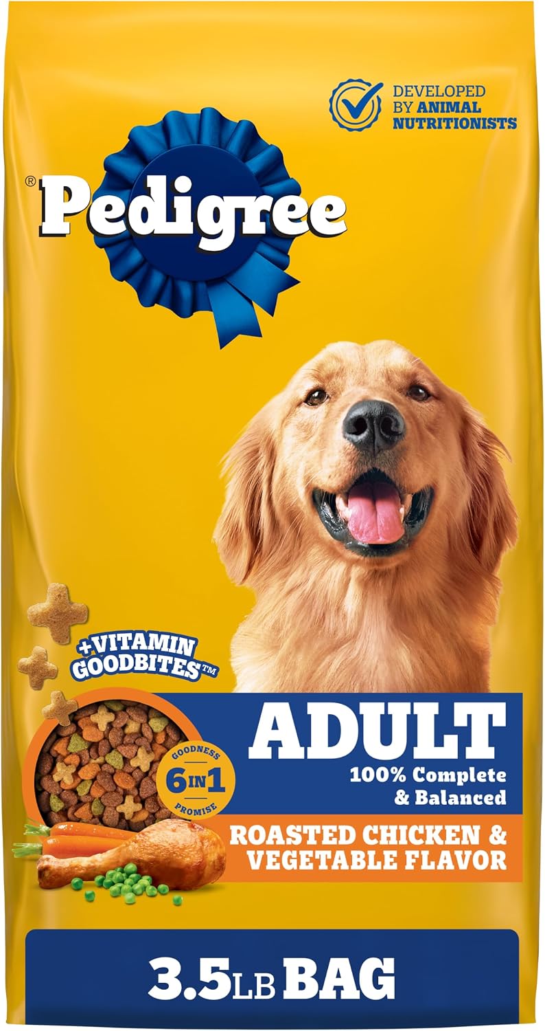 Pedigree Complete Nutrition Adult Dry Dog Food Roasted Chicken, Rice & Vegetable Flavor Dog Kibble, 3.5 lb. Bag (Pack of 4)