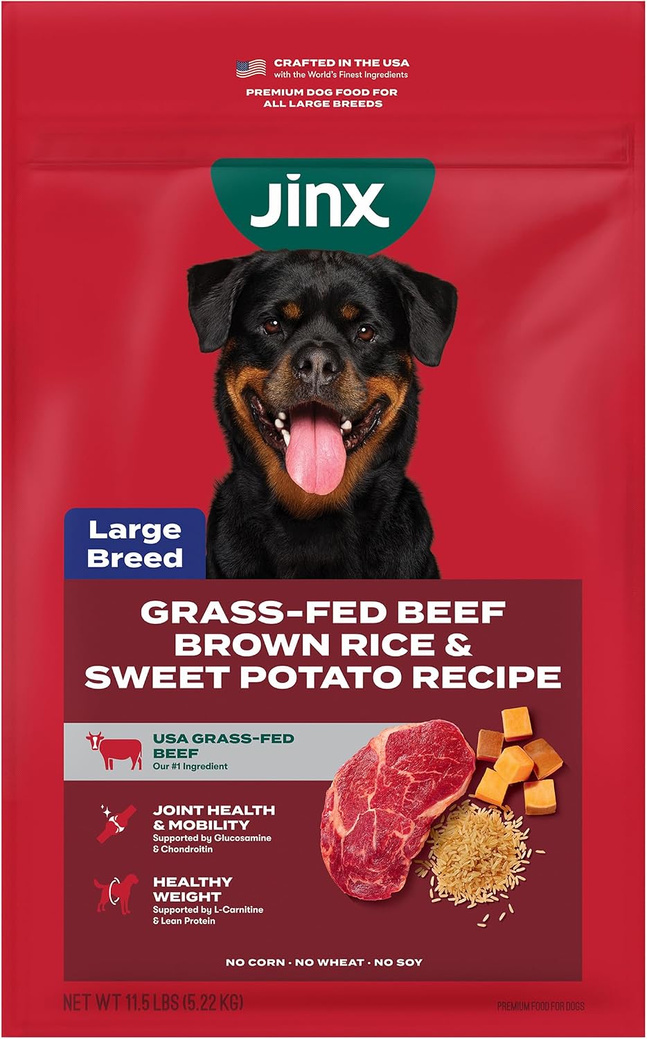 Jinx Premium Dry Dog Food, for All Lifestages - Real Beef, Brown Rice & Sweet Potato Kibble with Superfoods for Immune Support & Probiotics for Digestive Support - No Fillers - 4lb (Pack of 2)