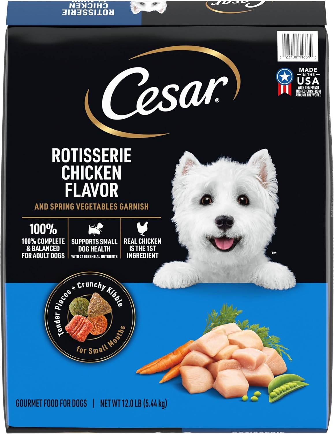 Cesar Small Breed Adult Dry Dog Food Filet Mignon Flavor with Spring Vegetables Garnish Dog Kibble, 12 lb. Bag (Pack of 2)