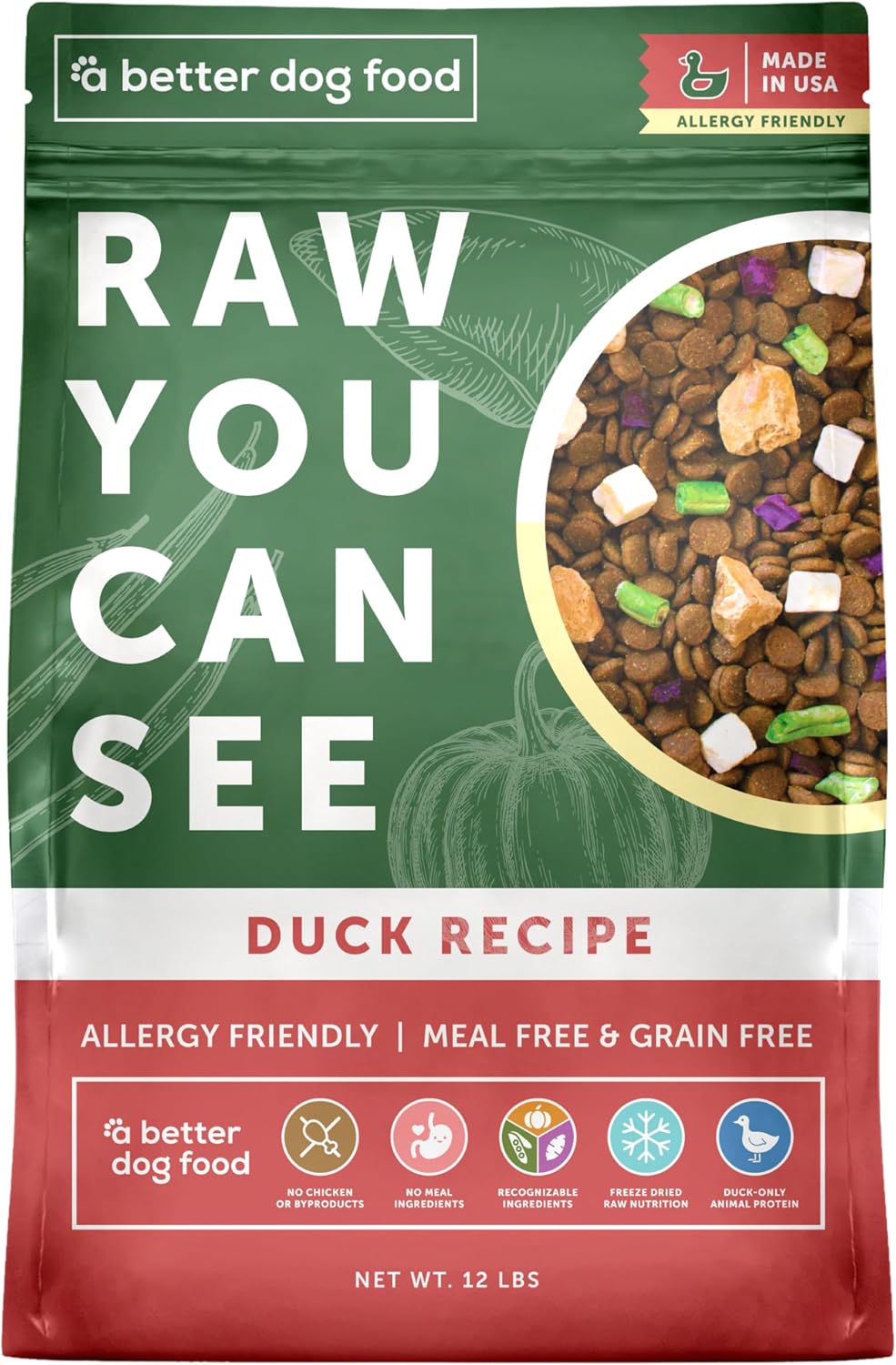 A Better Treat | Allergy Friendly Ocean Blend Dry Dog Food | Raw You Can See | No Chicken, No Grain, No Meal Ingredients | Fish Only Animal Protein |Stomach Soothing Kibble + Freeze Dried Raw Dog Food